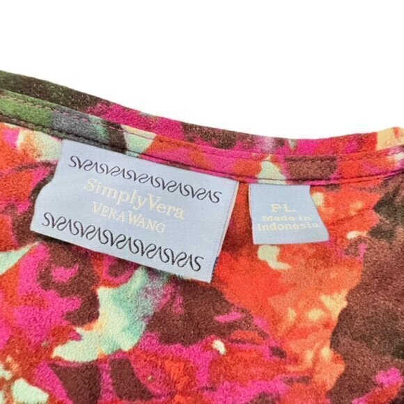 Simply Vera Vera Wang Blouse Womens PL Long Sleeve V Neck Tunic Sheer Chiffon - Picture 3 of 12